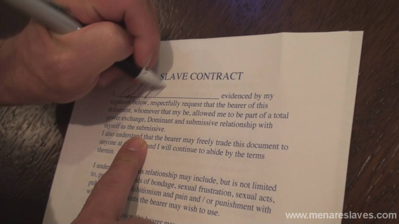 Bdsm contract slave trainings